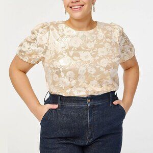 J.Crew Factory Jacquard Puff-Sleeve Top
